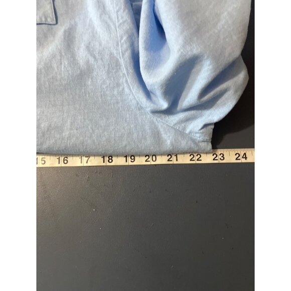 Embroidered Linen Blend Shirt Sz 18 Button-Down Light Blue Floral Beach Lagenlo - Picture 5 of 12